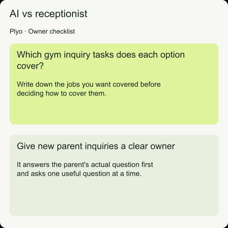 AI vs receptionist: Give new parent inquiries a clear owner