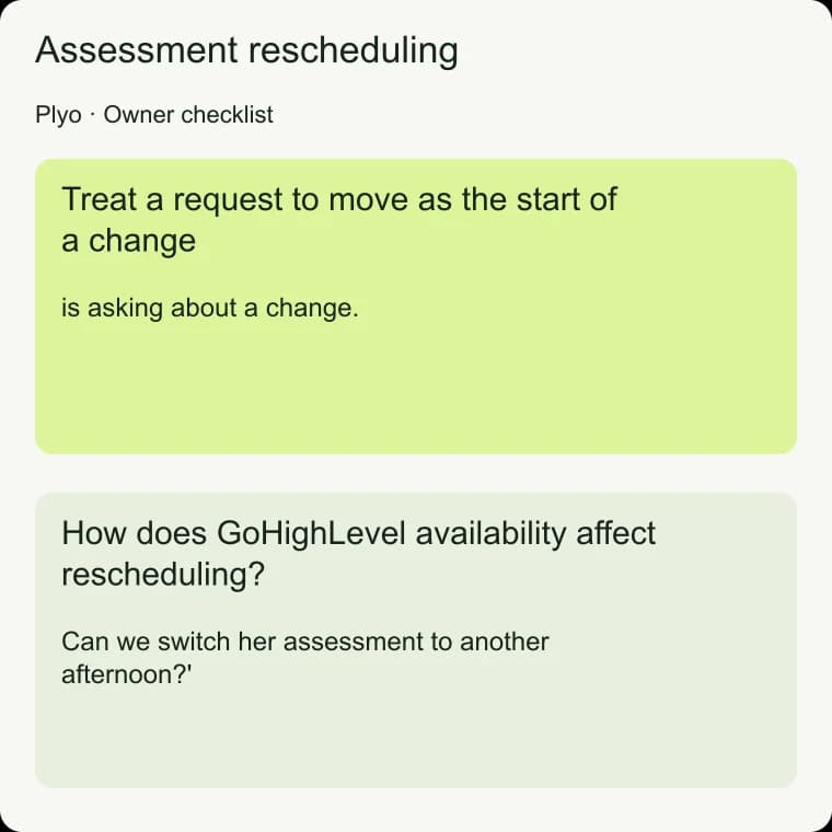Assessment rescheduling: How does GoHighLevel availability affect rescheduling?