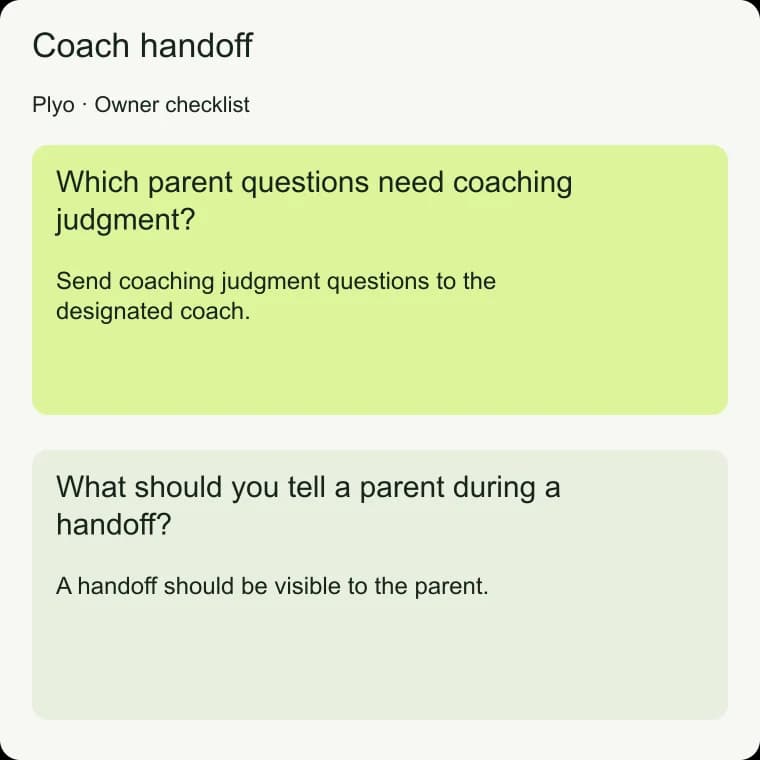 Coach handoff: What should you tell a parent during a handoff?