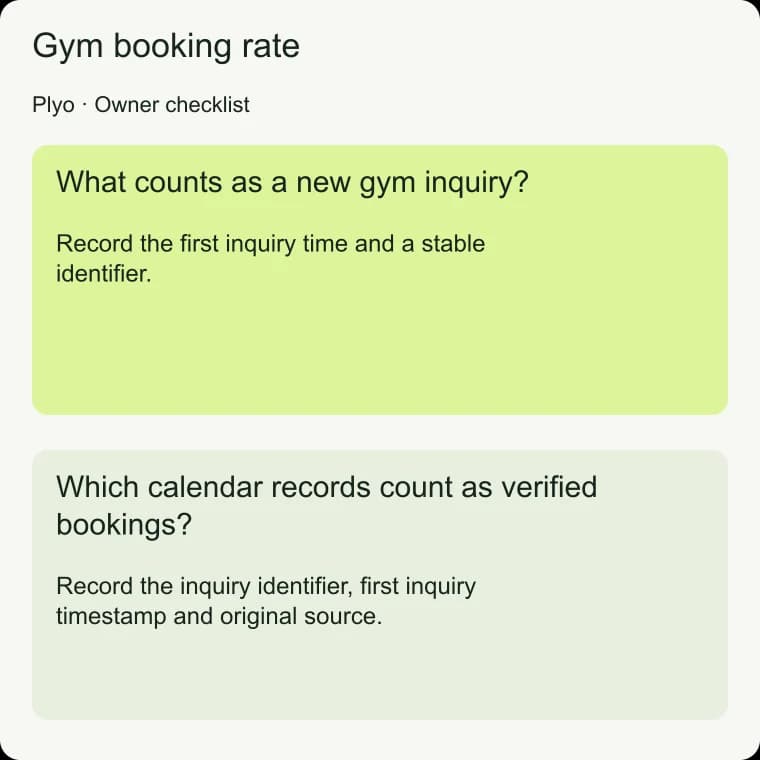 Gym booking rate: Which calendar records count as verified bookings?