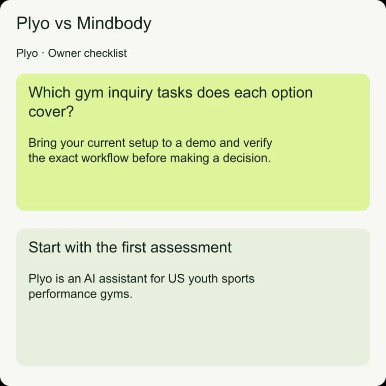 Plyo vs Mindbody: Start with the first assessment