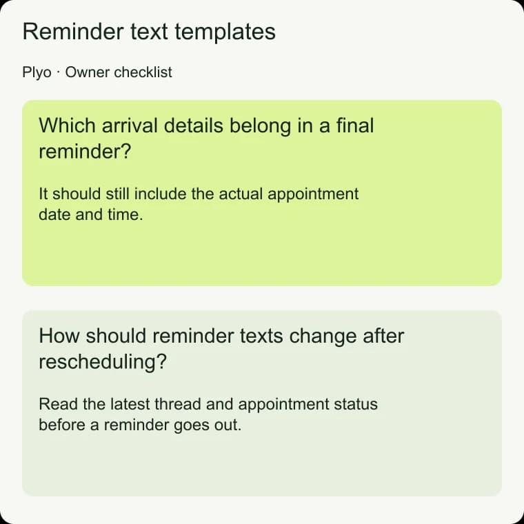 Reminder text templates: How should reminder texts change after rescheduling?
