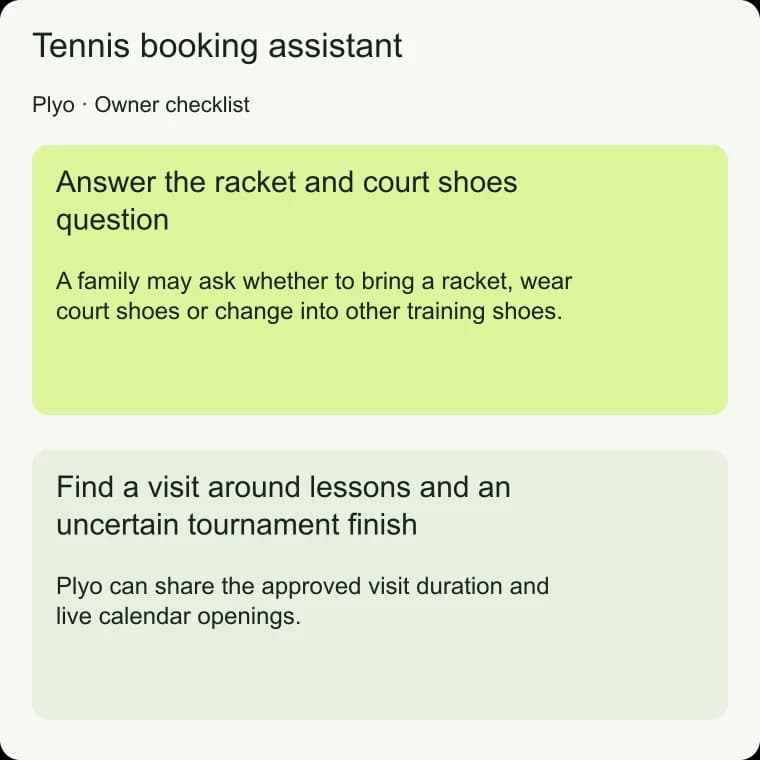 Tennis booking assistant: Find a visit around lessons and an uncertain tournament finish
